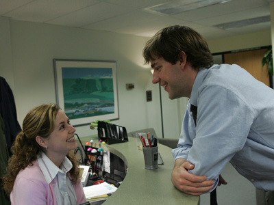 Pam & Jim - Pam & Jim at the office on 'The Office'.