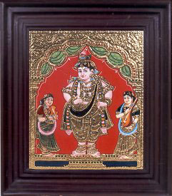 krishna - lord krishna set in tanjure painting stlye