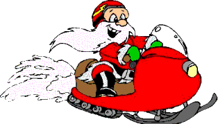 He's coming to town - Santa in a snow mobile