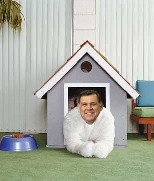 Doghouse - a human head in a doghouse