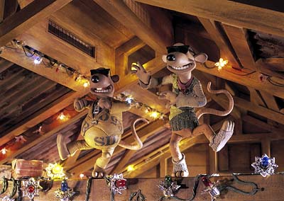 chicken run - Scavenger rats Nick (Timothy Spall, left) and Fetcher (Phil Daniels) raise the roof with the chickens