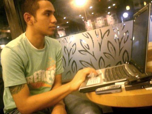 coffee and internet - me in starbucks with the laptop.