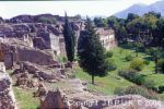 Pompeii, Italy - an aerial view of the ancient city of Pompeii, Italy, destroyed in an eruption of the volcano Vesuvius showing the vestiges of the town.