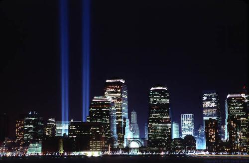 WTC Tribute - WTC Tribute Lights.  They were destroyed, 1000's died, and terrorists did it.