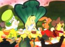 Mad Tea Party - cartoon of the Mad Hatter's Tea Party in Lewis Carroll's Alice in Wonderland.