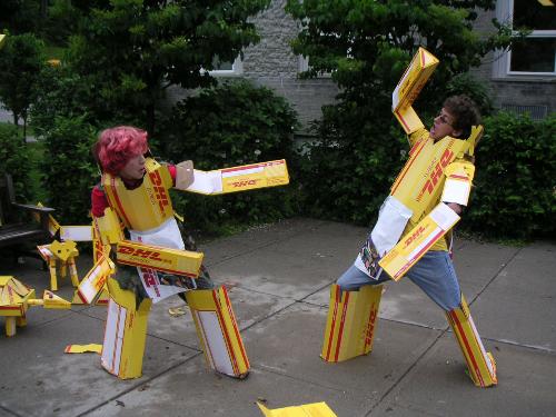boxes! - a prank we pulled with alot of dhl boxes