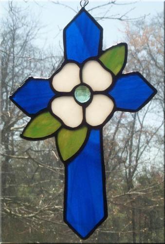 cross - this is a stained glass painting.