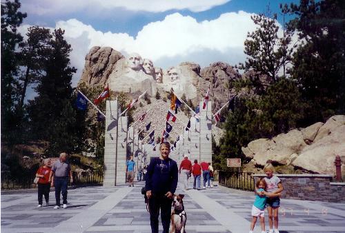 Entrance to Mount Rushmore - This is my companion 'Lord Theodore Tyson of Sage' one of the permitted dogs to go to Mount Rushmore and me this past Sept. 11th.  We made this a special trip for the 5th anniversary of 9-11.  What a beautiful site!