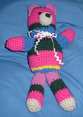 Striped teddy bear. - This one was given as a gift last year.