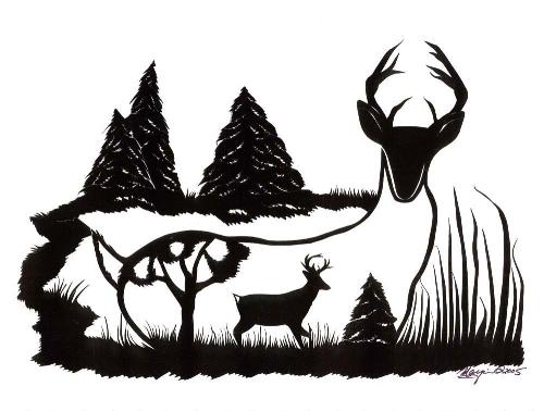 deer inside deer cutting - Freehand cutting