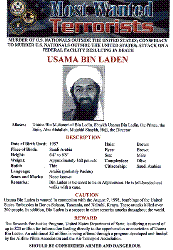bin laden, one of fbi's most wanted - one of the most wanted criminals in the US