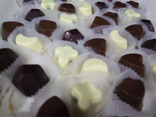 chocolates galore! - dark, milk & white chocolate--simply heavenly! especially with liqueur laced ganache filling inside--yumm!