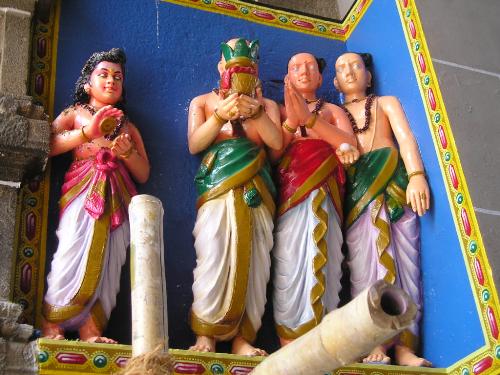 Sudama - THis is the statue of Sudama at Natraj temple in tamil nadu, india. sudama was the best friend of lord krishna. it was the friendship of rich and poor.
