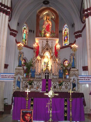 church 1 - this the statue of jesus crist situated inside the sacred heart temple in pondycherry, tamil nadu(india). the statue was brought from foriegn and it is very old.