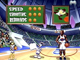 Space Jam - Space Jam http://www.gamespot.com/ps/sports/spacejam/index.html Space Jam is pretty simple. Aliens invade Tuneland and challenge the Tunes to an intergalactic basketball tournament. But it's not just any pick up game - the outcome decides their eternal fate. Thankfully, basketball hero Michael Jordan steps in to save the day. However, despite the use of much-loved Warner Bros. cartoon characters, Space Jam fails miserably in every category.