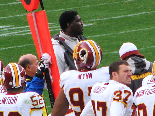 Washington Redskins vs. Atlanta Falcons pt. 12 - Picture of the washington redskins players standing on the sideline.