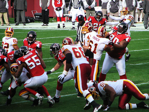 Washington Redskins vs. Atlanta Falcons pt. 16 - John abraham making the tackle on the running back.