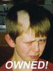 owned- bad hair - kid got a bad hair cut!
