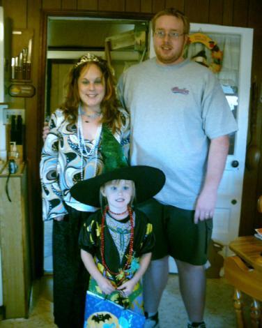My family all dressed up for Halloween - This is my family dressed up at Halloween. As you can see my husband didn't dress up...lol...My daughter was a witch, and I was a gypsy princess.