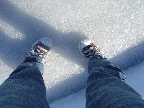 Standing on ice - This photo was take by my daughter....I just love how it captured so much with so little.