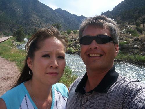 Gaylene and I near the Royal Gorge in Canon City,  - This is who calls the shots and wears the pants in my family! NO! Not her! Me, you dummys!
