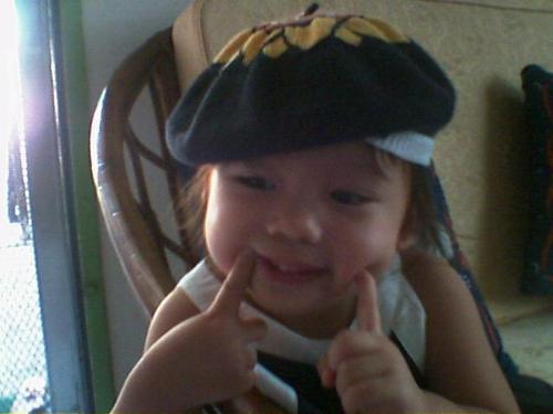 my daughter and her favorite cap - this is her favorite. she wears it even to bed.
