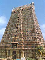 Srirangam temple  - Architecturally the temple of Srirangam is unique among the great temples of South India. The Sculptures found in the temple are some of the finest. The 1000 pillared mantapa, Horse Court, Garuda Mantapa, Ranga Vilasam, Vasantha Mantapa, the mirror room are worth seeing. Sri Ranganatha in the Sanctum - Sanctorum in the lying posture is a charming idol of great beauty and grace."