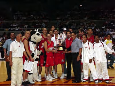 Receiving an award! - The team receiving an award after the ball game.