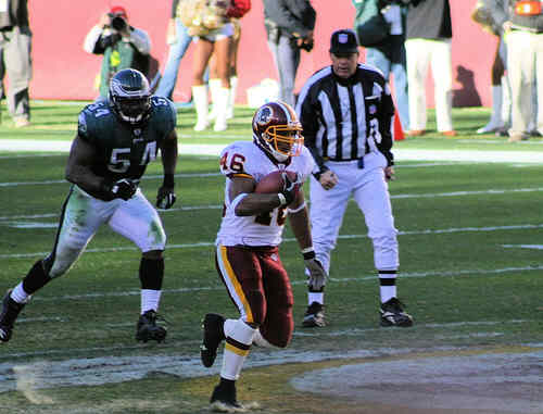 Washington Redskins vs. Phlidephia Eagles pt. 10 - The running back running with the football.