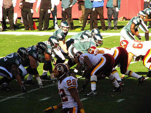 Washington Redskins vs. Phlidephia Eagles pt. 11 - The phildephia eagles qb getting set for the snap.