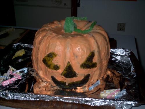 October Birthday Cake - A jack o'lantern birthday cake.