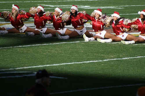 Washington Redskins vs. Phlidephia Eagles pt. 23 - Picture of the cheerleaders doing a dance on the field.
