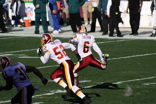 Washington Redskins vs. Phlidephia Eagles pt. 37 - The kicker kicking the ball after they scored.