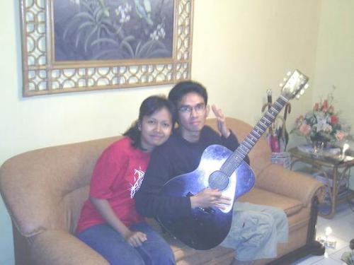 Myself and my present love - It's me and my boyfriend on my friend's house. attended his birthday at Malang, Indonesia :)