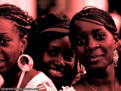 negro three kids  - three african girls. nice picture. three kids of a tribal gang from africa