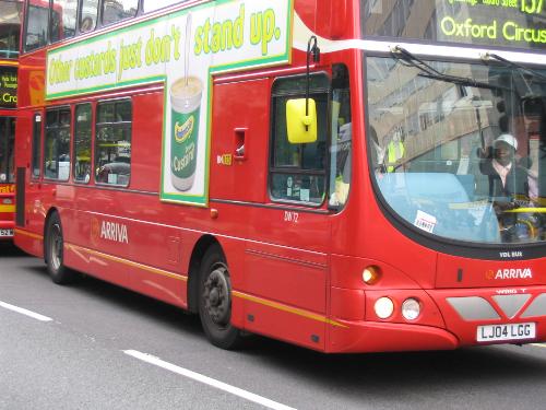 LONDON BUS  - Ive been visiting in london with my gf and i took this picture of the london bus,those buses is a rip off 1.5 pound to take a ride,anyway london is very expensive as it is,people there need to make really good money to make a living.