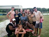 Camp Travis - These are a few of my friends after we played a game of vollyball in the rain!