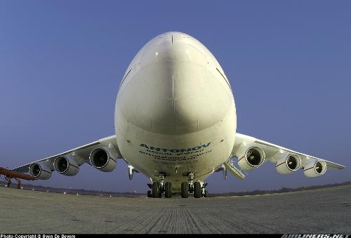 ANTONOV - One of Russia's biggest cargo planes. Has a total of six engines. Believe me, this giant is such a beauty.