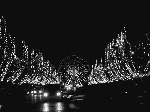 Christmas in Paris - A photo looking down the Champs Elysées and away from the Arc de Triomphe