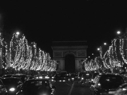 Christmas in Paris - Looking up the Champs Elysées towards the Arc de Triomphe