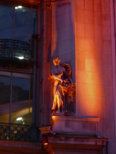 Christmas in Paris - Store wars, Printemps - A detail from the Printemps fraçade on Boulevard Haussman