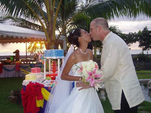 Wedding Kiss - Sunset wedding at Palmas-del-Mar Resort, Bacolod City, Negros Occidental, Philippines, 12 December 2005.