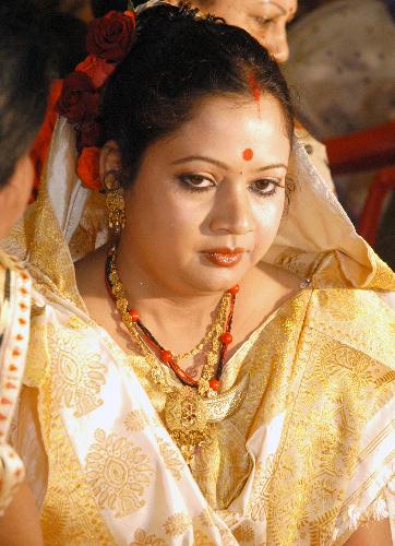Assamese bride with silk attire - Assamese bride with silk attire,india