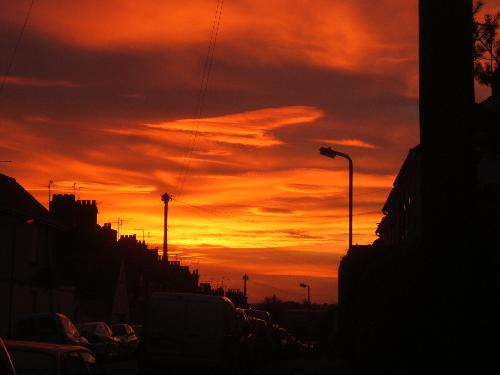 The Sky down my street! - when i took this i didnt know that it would turn out so well! i have never seen it so orange!