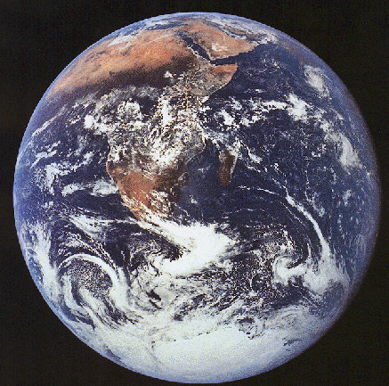 Earth - A picture of earth taken from space in the Apollo 17 flight mission.