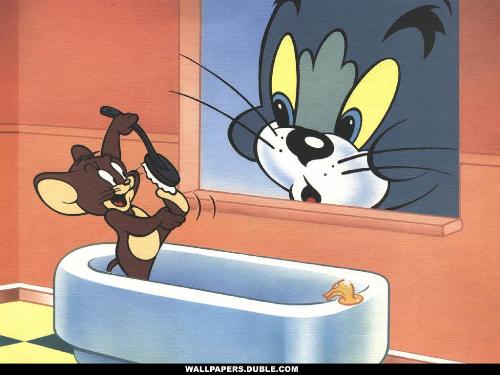 tom and jerry - tom and jerry in a bathroom
