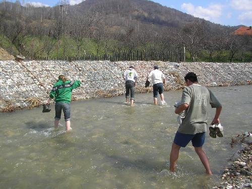 in the river - The water from the mountains, going with my friend betweeen the mountains.