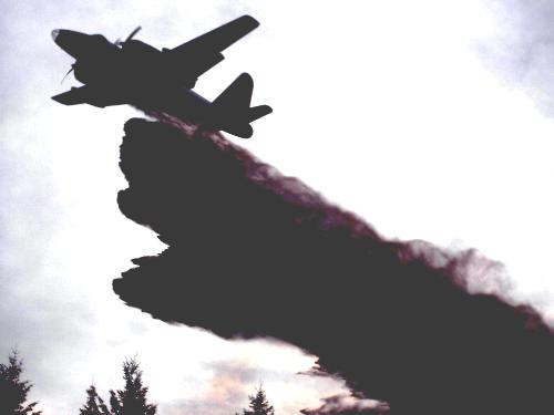 DC 10 Retardent Plane out of Missoula Montana - This a picture that I took of a DC-10 reatardent tanker flying over me, while I was on a wildland fire this summer.