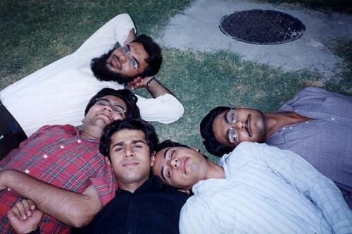 Me, Ahsin, Ali, Muneeb and Mohsin - Three years back we got together to relax after a very busy study day in the lawn of our University.