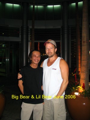 Big Bear and Lil Bear - at a usual night spot.  coffee?